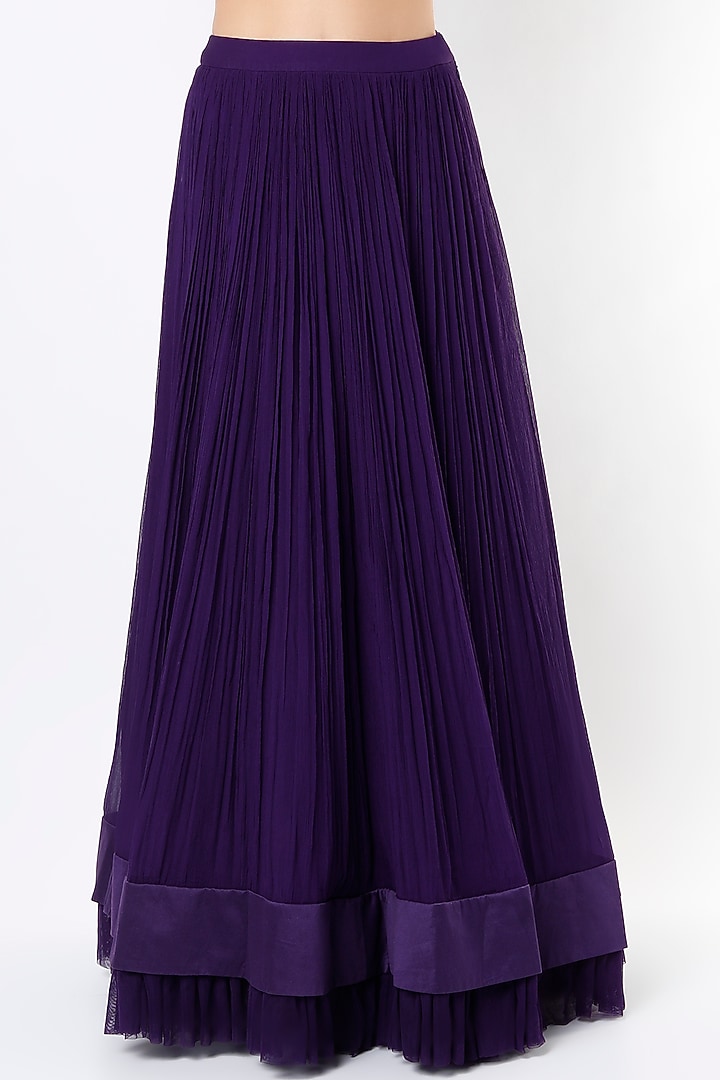 Dark Purple Chiffon Skirt Set by Ridhi Mehra at Pernia's Pop Up Shop