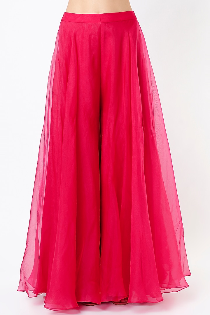 Deep Fuchsia Organza Bridal Sharara Set by Ridhi Mehra at Pernia's Pop Up Shop