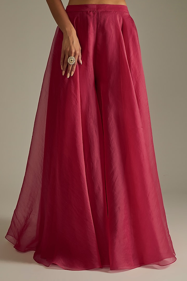 Deep Fuchsia Organza Bridal Sharara Set by Ridhi Mehra at Pernia's Pop Up Shop