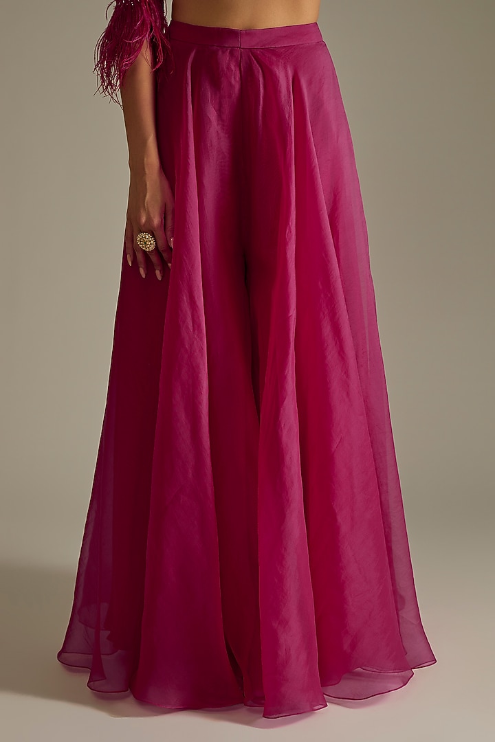 Deep Fuchsia Organza Bridal Sharara Set by Ridhi Mehra at Pernia's Pop Up Shop