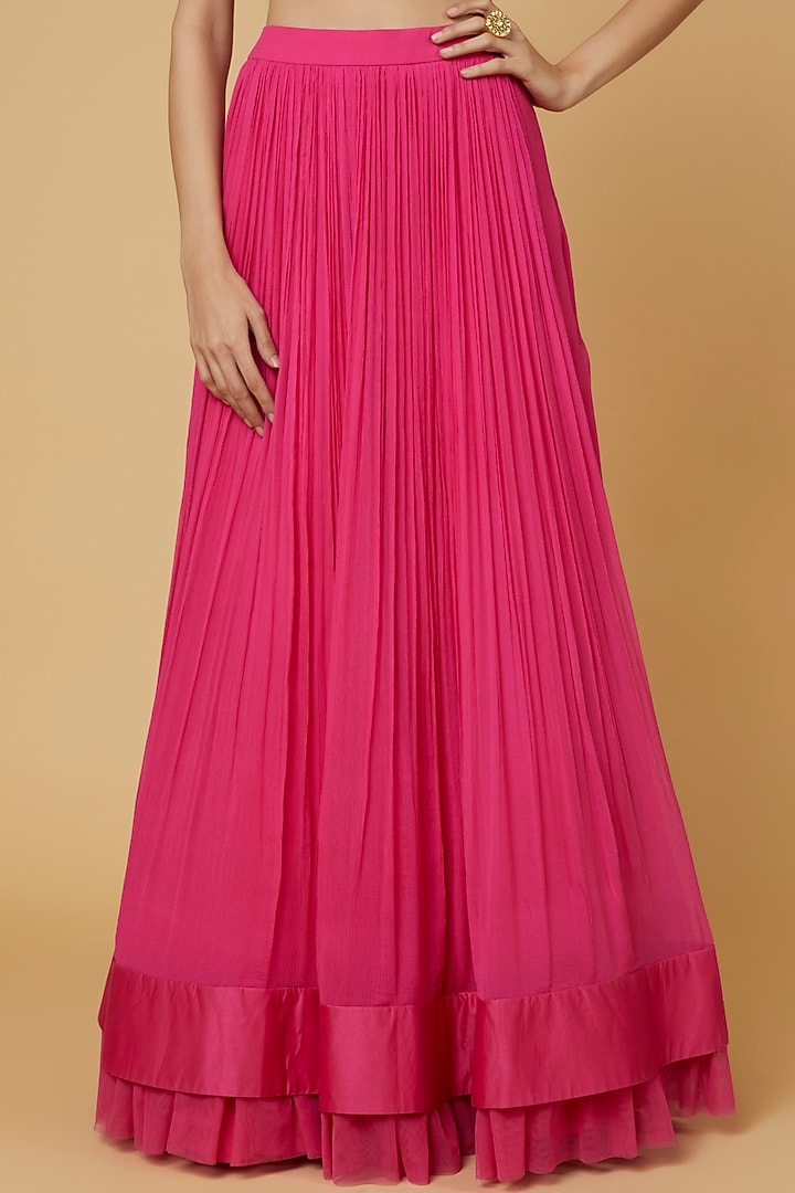 Pink Chiffon Wedding Lehenga Set by Ridhi Mehra at Pernia's Pop Up Shop