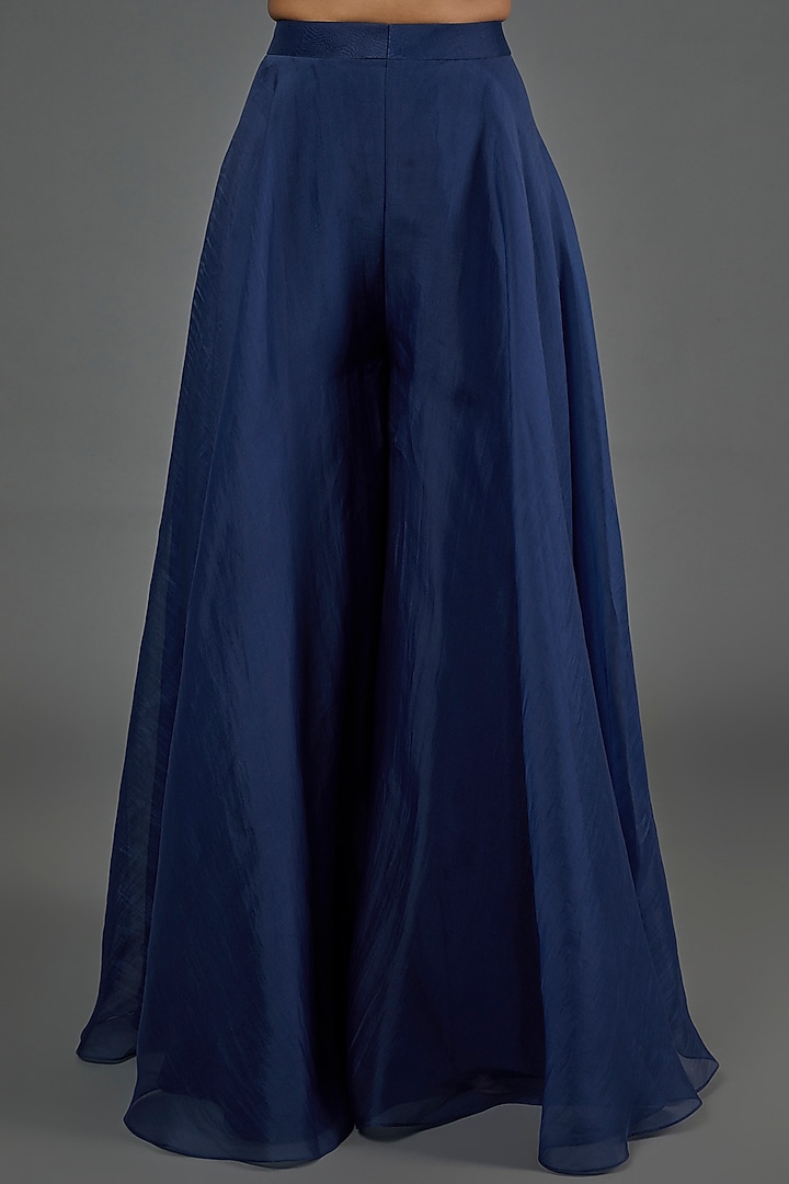 Blue Organza Bridal Sharara Set by Ridhi Mehra at Pernia's Pop Up Shop