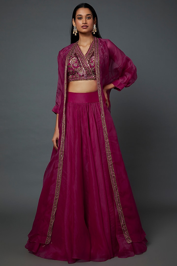 Red Organza Sharara Set by Ridhi Mehra