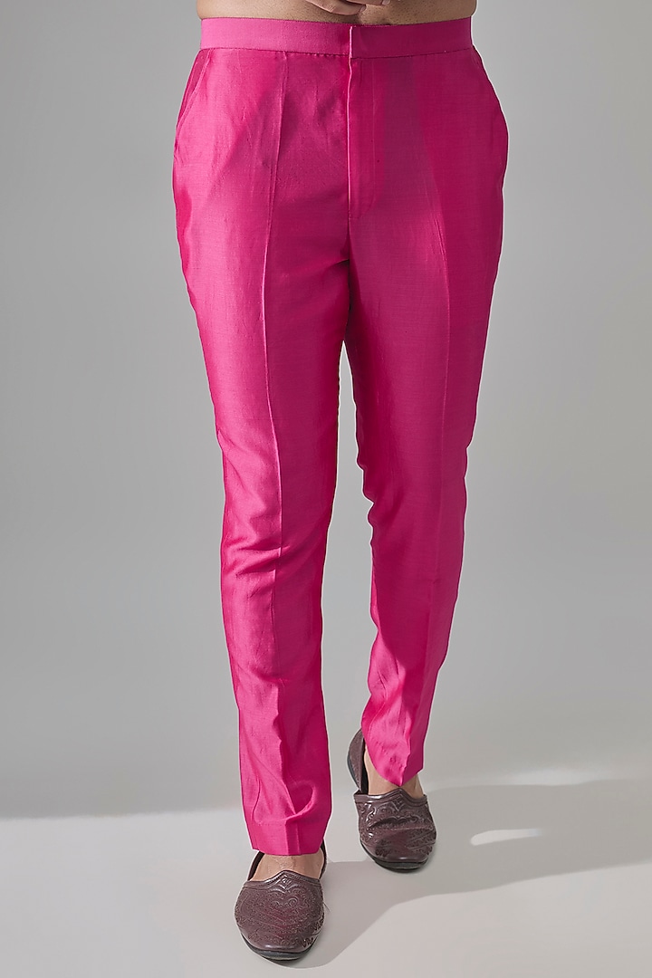 Fuchsia Chanderi Bundi Jacket Set by Ridhi Mehra Men at Pernia's Pop Up Shop