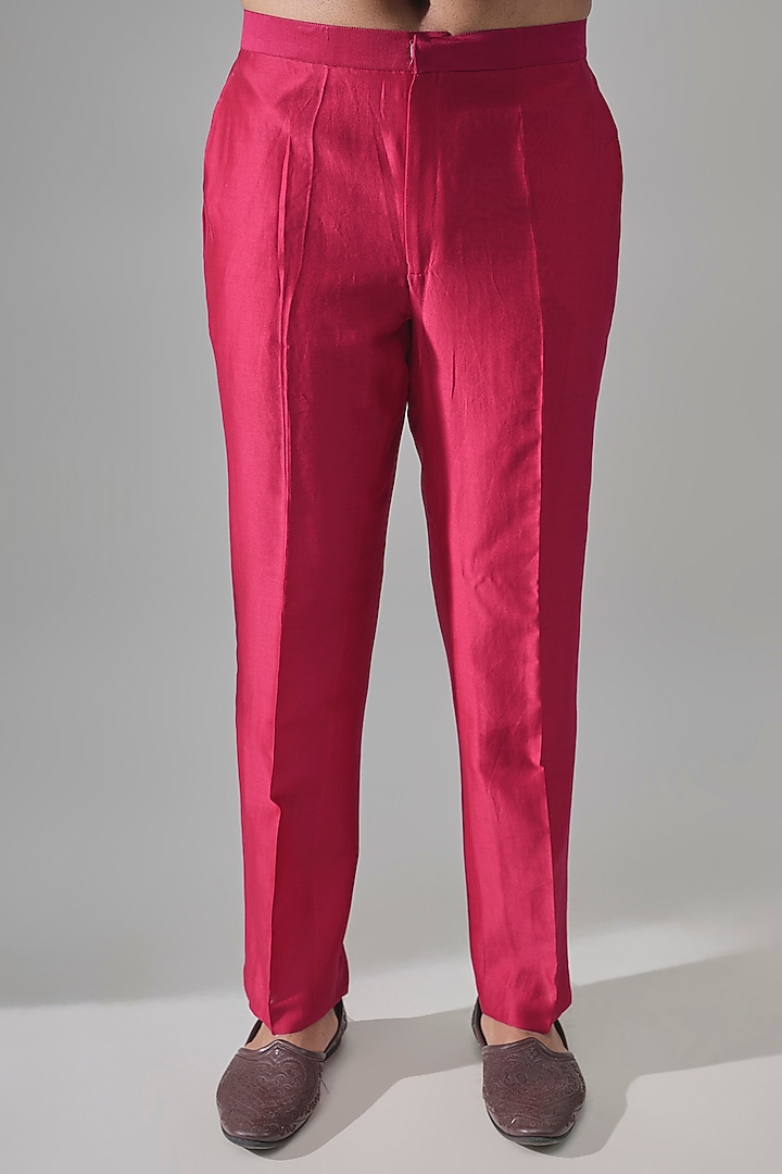 Red Chanderi Bundi Jacket Set by Ridhi Mehra Men at Pernia's Pop Up Shop