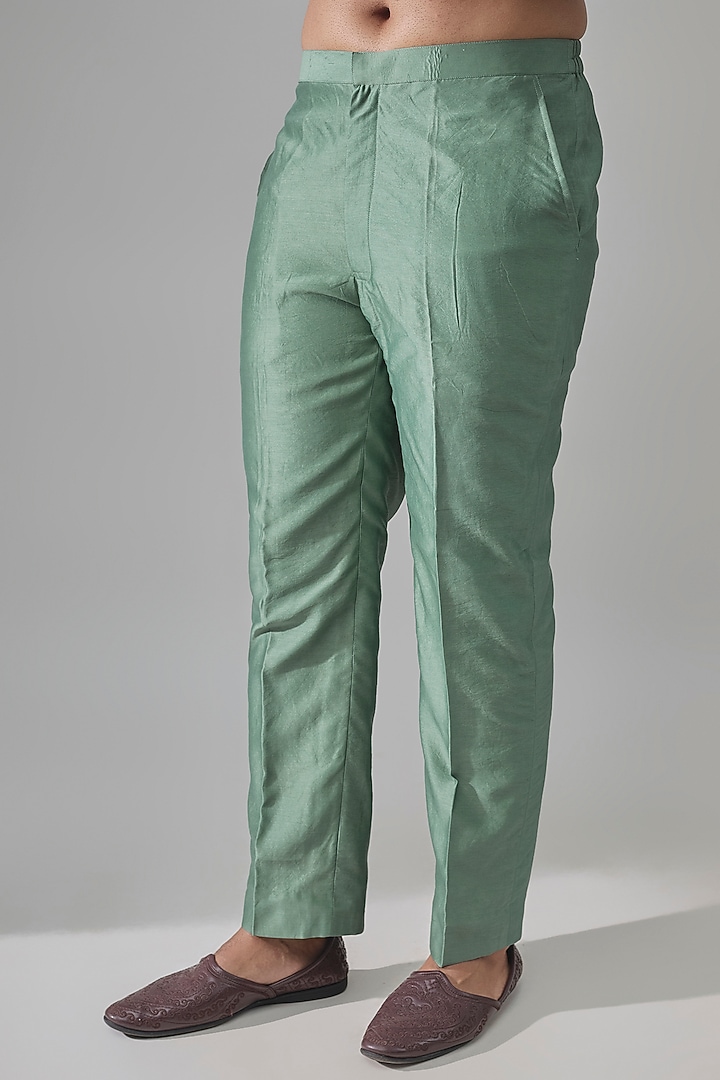 Powder Blue Chanderi Bundi Jacket Set by Ridhi Mehra Men at Pernia's Pop Up Shop