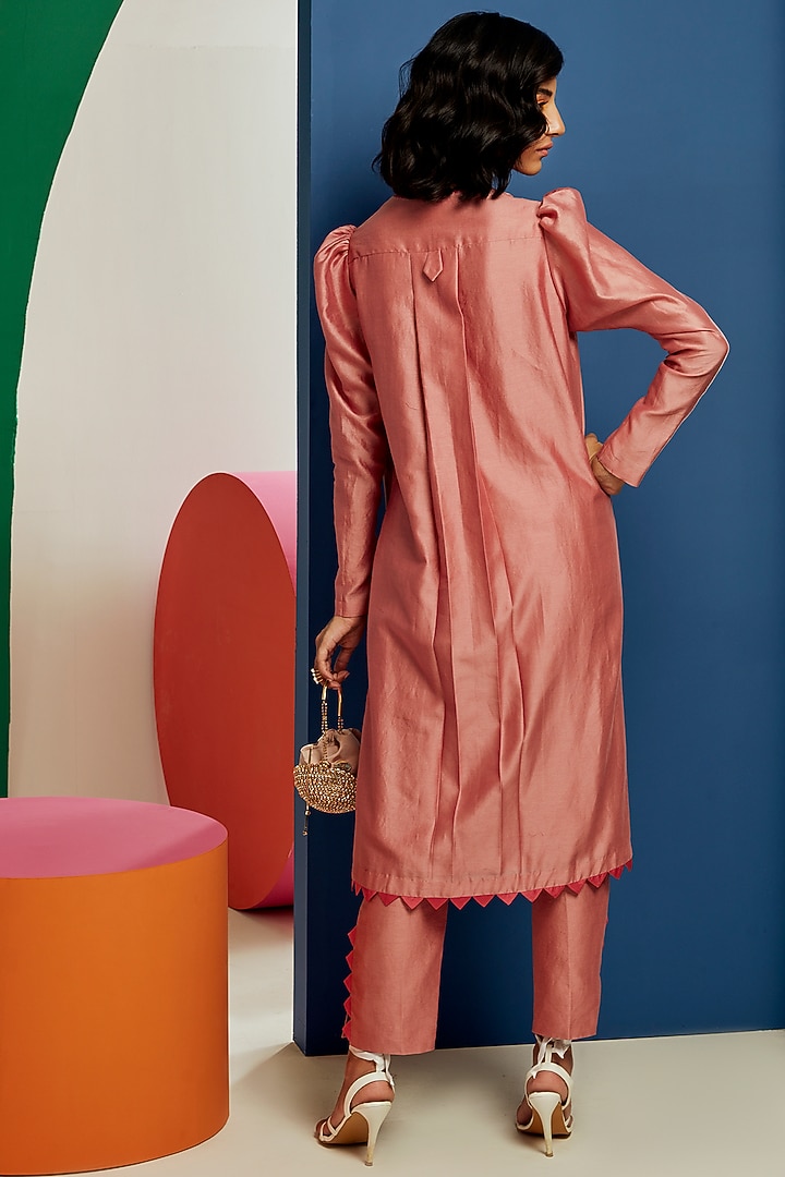 Light Pink Chanderi Kurta Set by Ridhi Mehra Pret at Pernia's Pop Up Shop