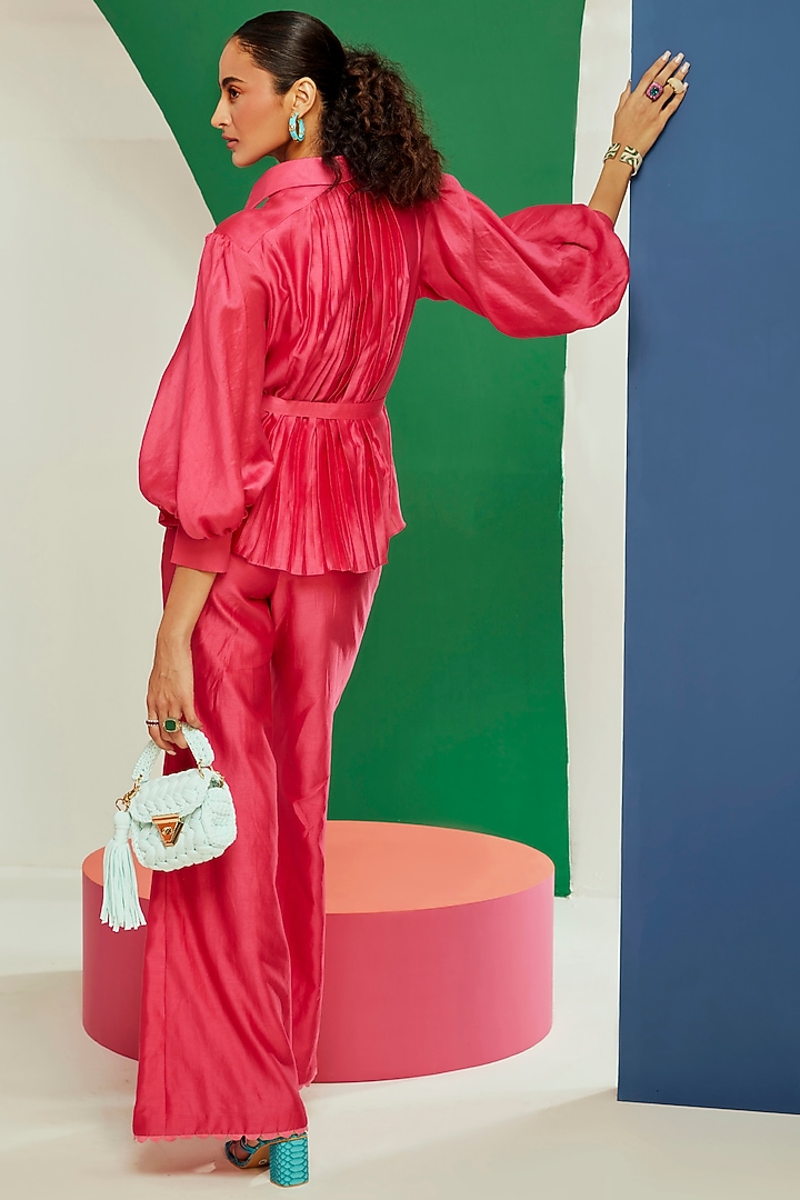 Fuchsia Chanderi Co-Ord Set by Ridhi Mehra Pret at Pernia's Pop Up Shop