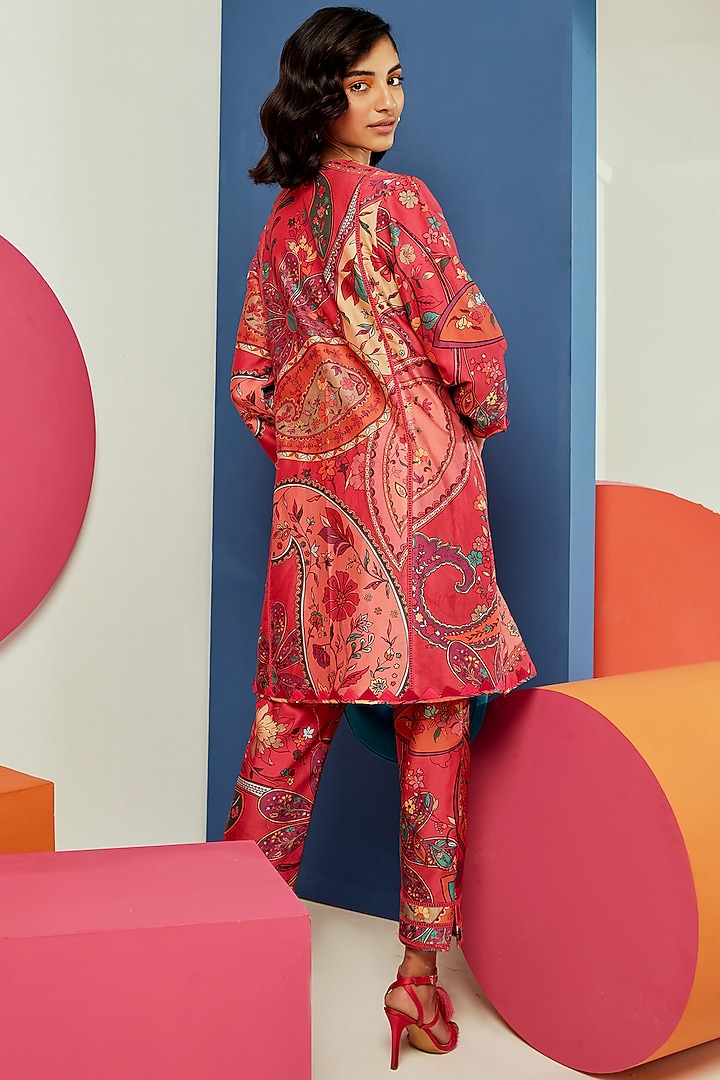 Multi-Colored Chanderi Printed Kurta Set by Ridhi Mehra Pret at Pernia's Pop Up Shop