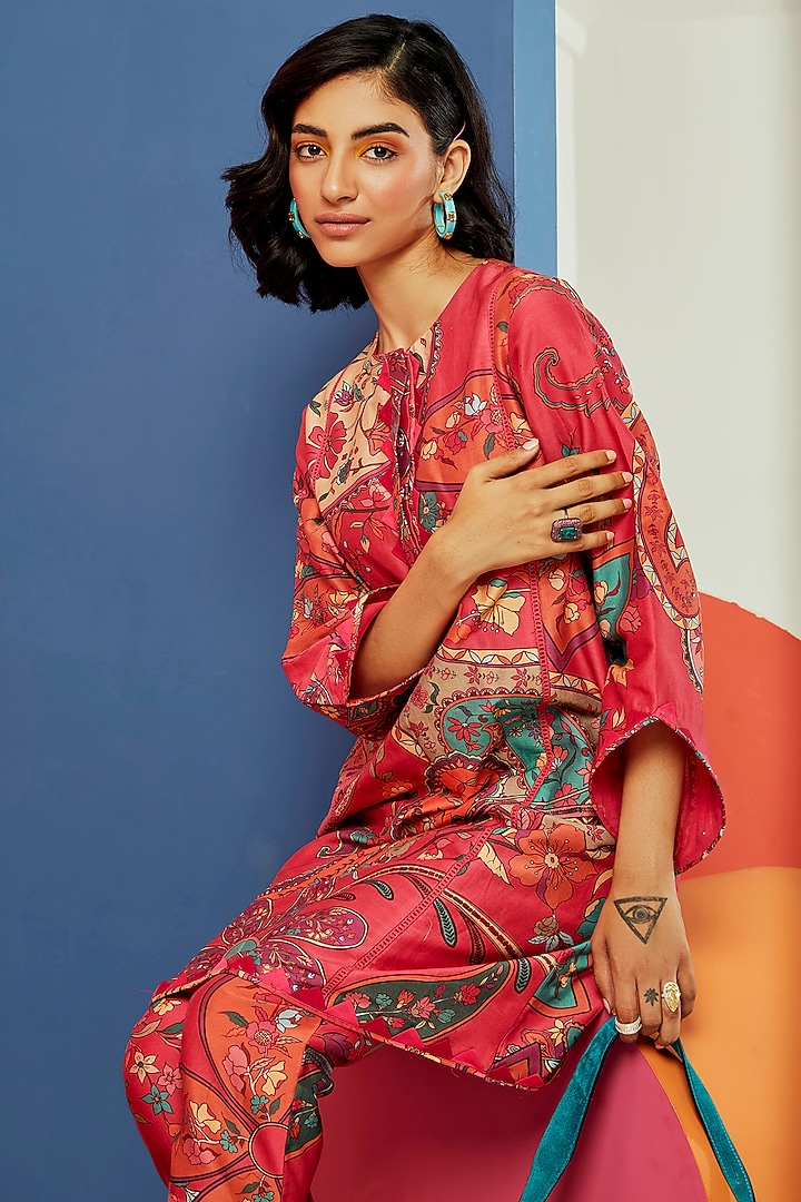 Multi-Colored Chanderi Printed Kurta Set by Ridhi Mehra Pret at Pernia's Pop Up Shop