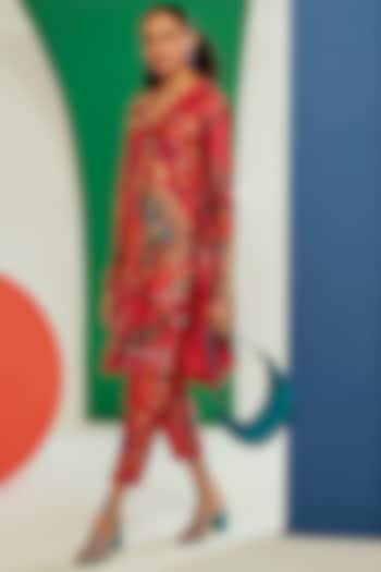 Multi-Colored Chanderi Printed Kurta Set by Ridhi Mehra Pret at Pernia's Pop Up Shop
