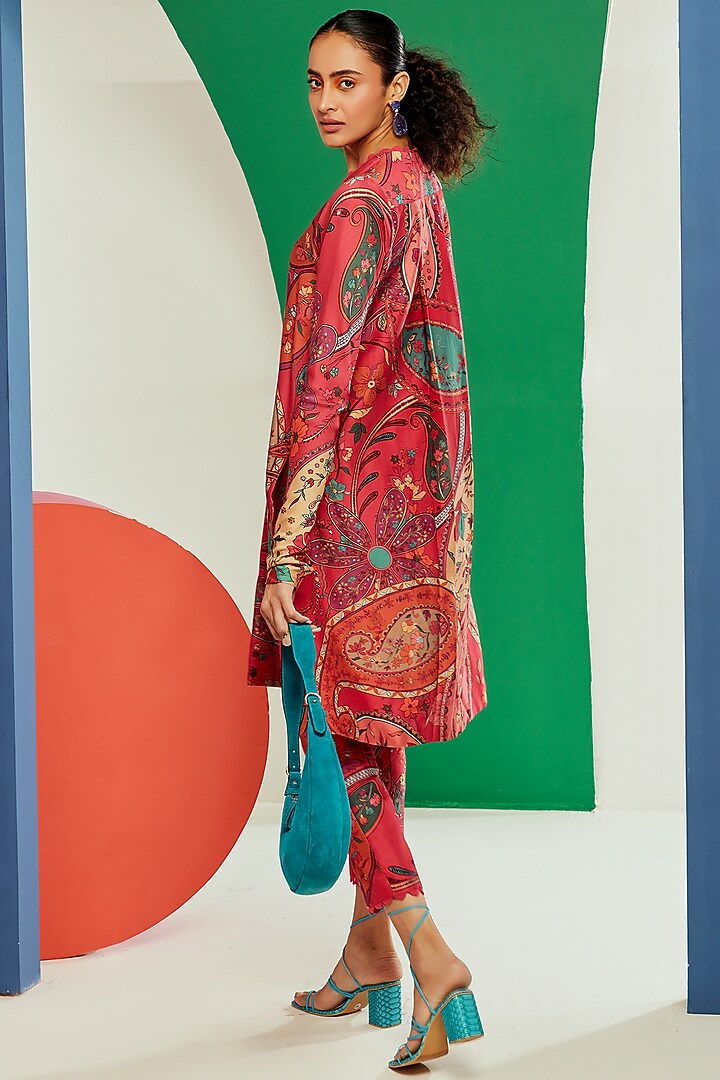Multi-Colored Chanderi Printed Kurta Set by Ridhi Mehra Pret at Pernia's Pop Up Shop