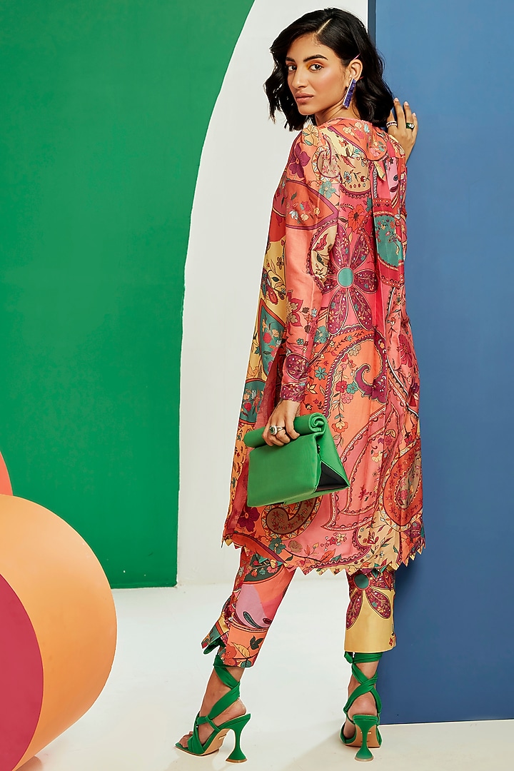 Multi-Colored Chanderi Printed Kurta Set by Ridhi Mehra Pret at Pernia's Pop Up Shop