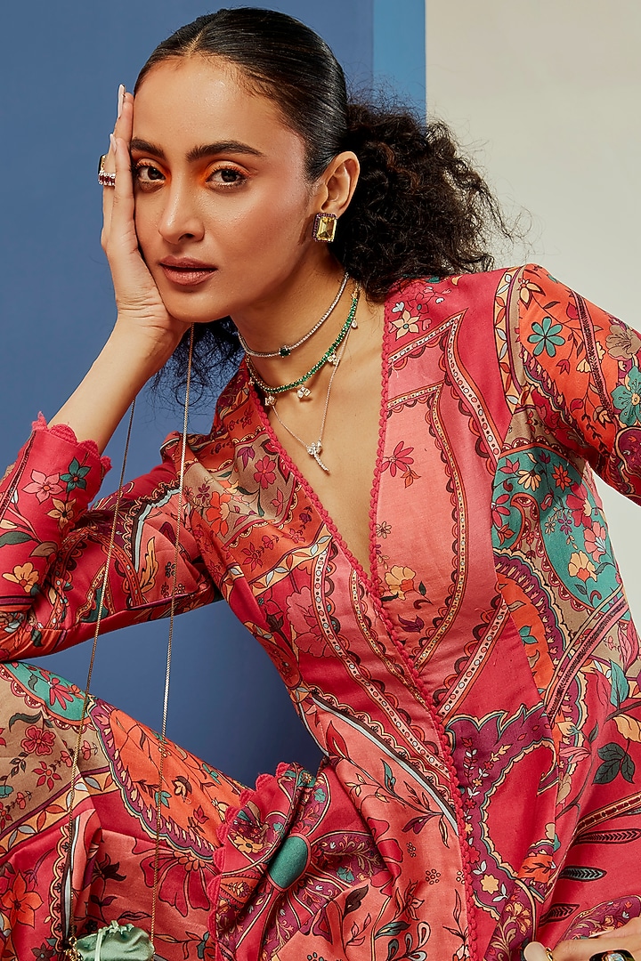 Multi-Colored Chanderi Printed Co-Ord Set by Ridhi Mehra Pret at Pernia's Pop Up Shop