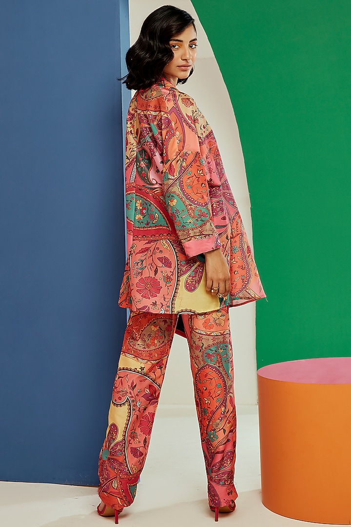Multi-Colored Chanderi Printed Cape Set by Ridhi Mehra Pret at Pernia's Pop Up Shop
