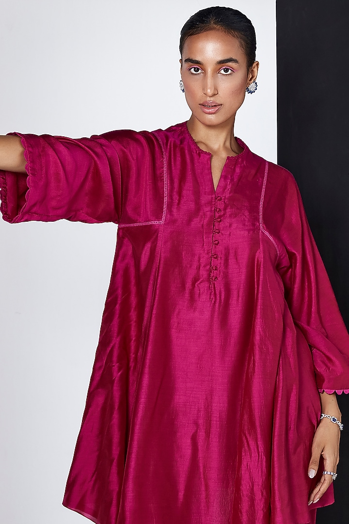 Fuchsia Silk Kurta Set by Ridhi Mehra Pret at Pernia's Pop Up Shop