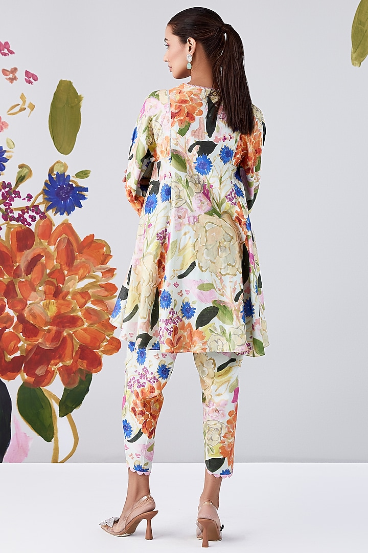 Multi-Colored Chanderi Printed Kurta Set by Ridhi Mehra Pret at Pernia's Pop Up Shop