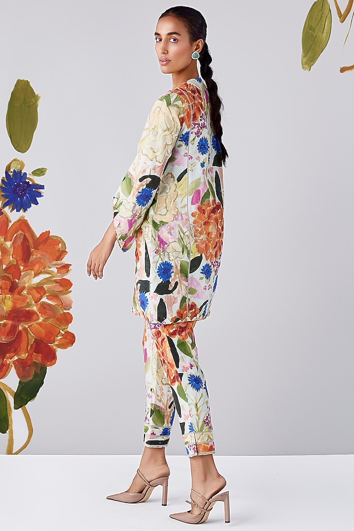 Multi-Colored Chanderi Printed Kurta Set by Ridhi Mehra Pret at Pernia's Pop Up Shop
