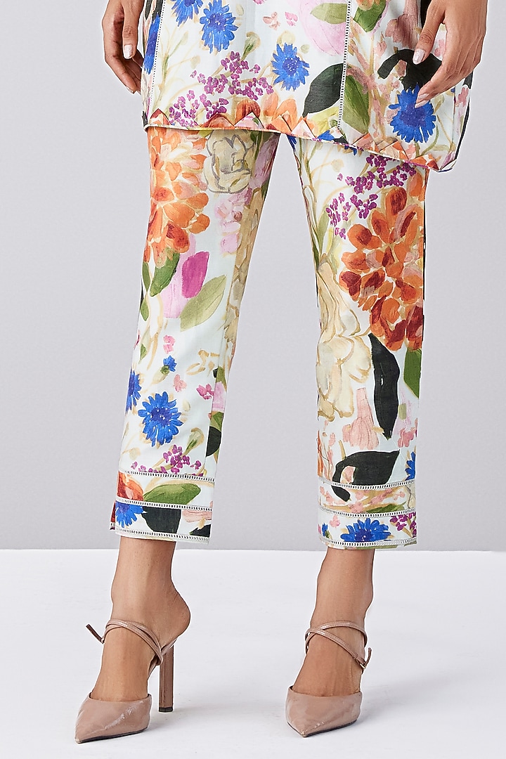 Multi-Colored Chanderi Printed Kurta Set by Ridhi Mehra Pret at Pernia's Pop Up Shop