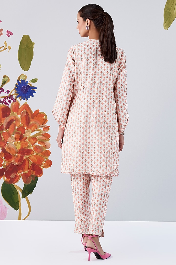 Ivory Chanderi Printed Kurta Set by Ridhi Mehra Pret at Pernia's Pop Up Shop