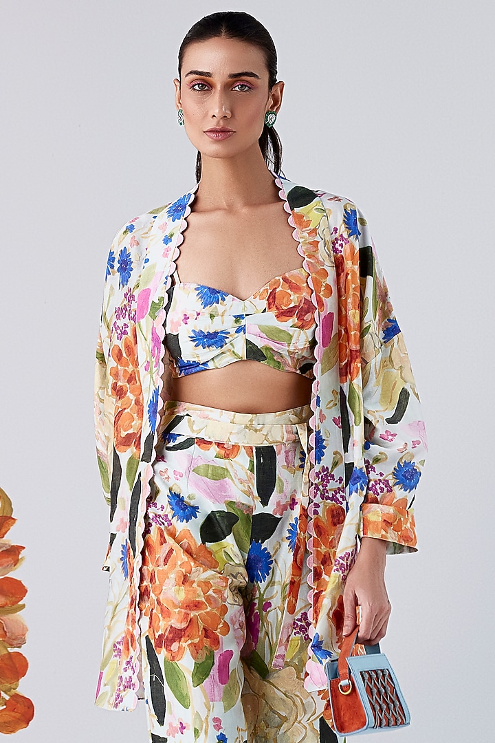 Multi-Colored Chanderi Cape Set by Ridhi Mehra Pret at Pernia's Pop Up Shop