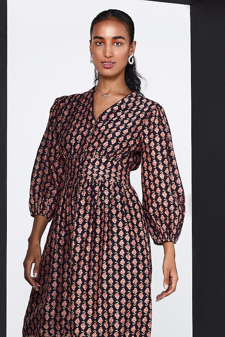 Black Chanderi Printed Maxi Vacation Dress by Ridhi Mehra Pret at Pernia's Pop Up Shop