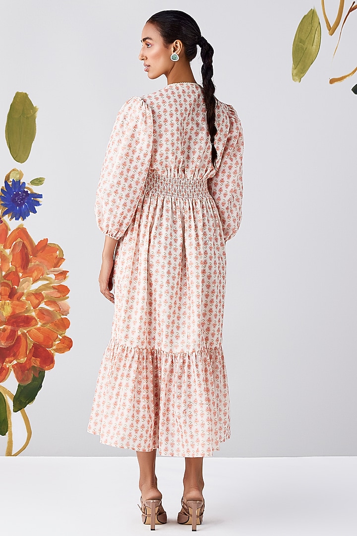 Ivory Chanderi Printed Maxi Vacation Dress by Ridhi Mehra Pret at Pernia's Pop Up Shop