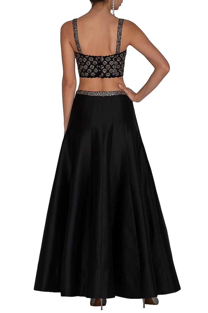 Black Embellished Wedding Lehenga Set by Ruhmahsa at Pernia's Pop Up Shop