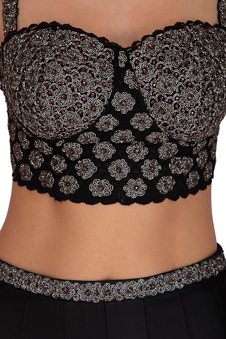Black Embellished Wedding Lehenga Set by Ruhmahsa at Pernia's Pop Up Shop