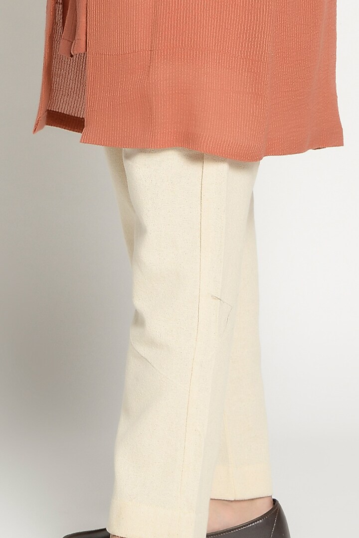 Rust Orange Linen Kurta With Jacket by Rishi & Vibhuti Men at Pernia's Pop Up Shop