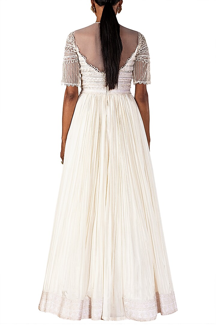 Ivory embroidered anarkali gown available only at Pernia's Pop Up Shop.