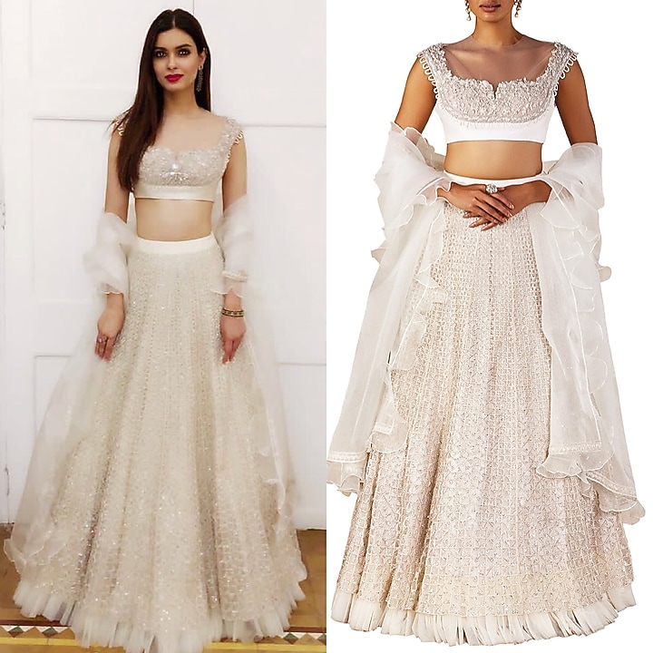Ivory embellished lehenga set available only at Pernia's Pop Up Shop.