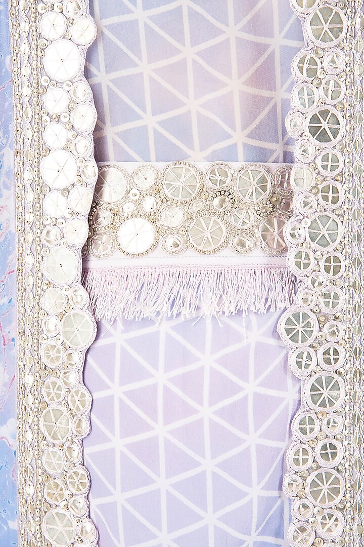 Lavender asymmetrical embroidered tunic with overlay cape set available only at Pernia's Pop Up Shop.