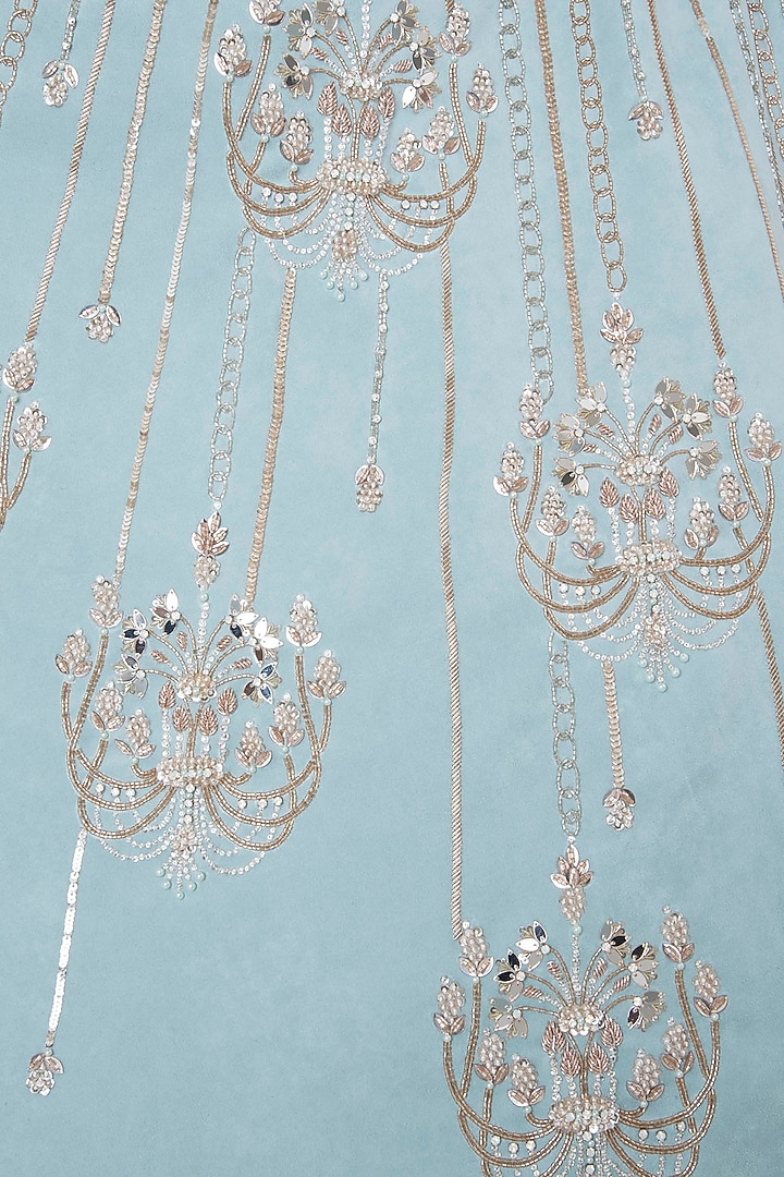 Blue embellished lehenga set available only at Pernia's Pop Up Shop.