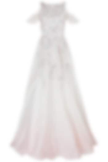 Pink and Ivory Ombre Embroidered Gown by Riddhi Majithia