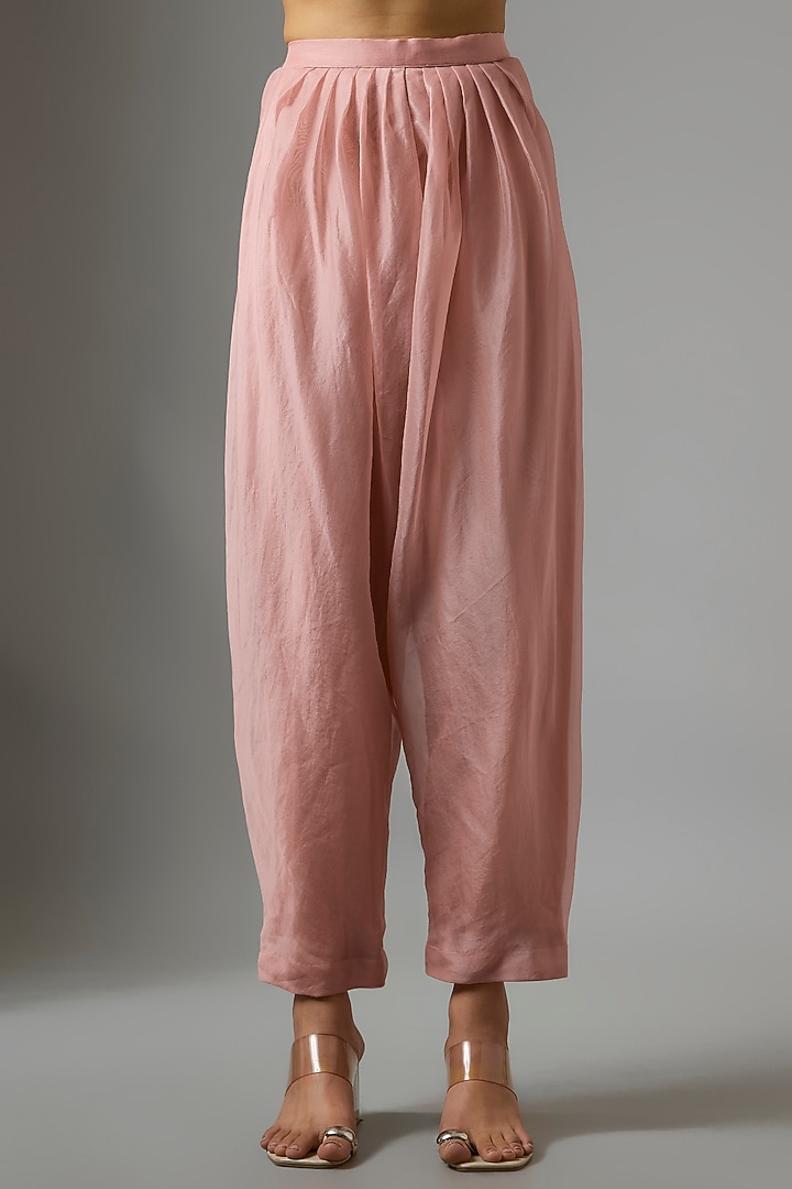 Onion Pink Organza Embroidered Kurta Set by Ridhi Mehra at Pernia's Pop Up Shop