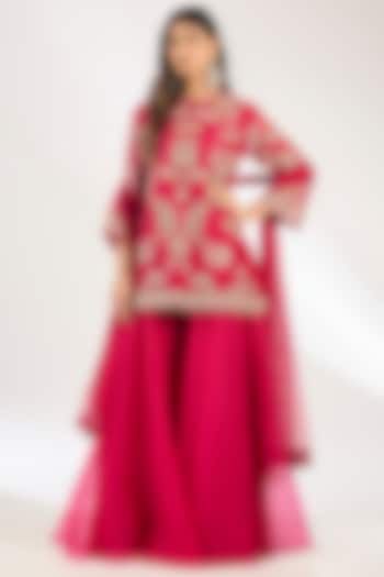 Fuchsia Organza Bridal Sharara Set by Ridhi Mehra at Pernia's Pop Up Shop