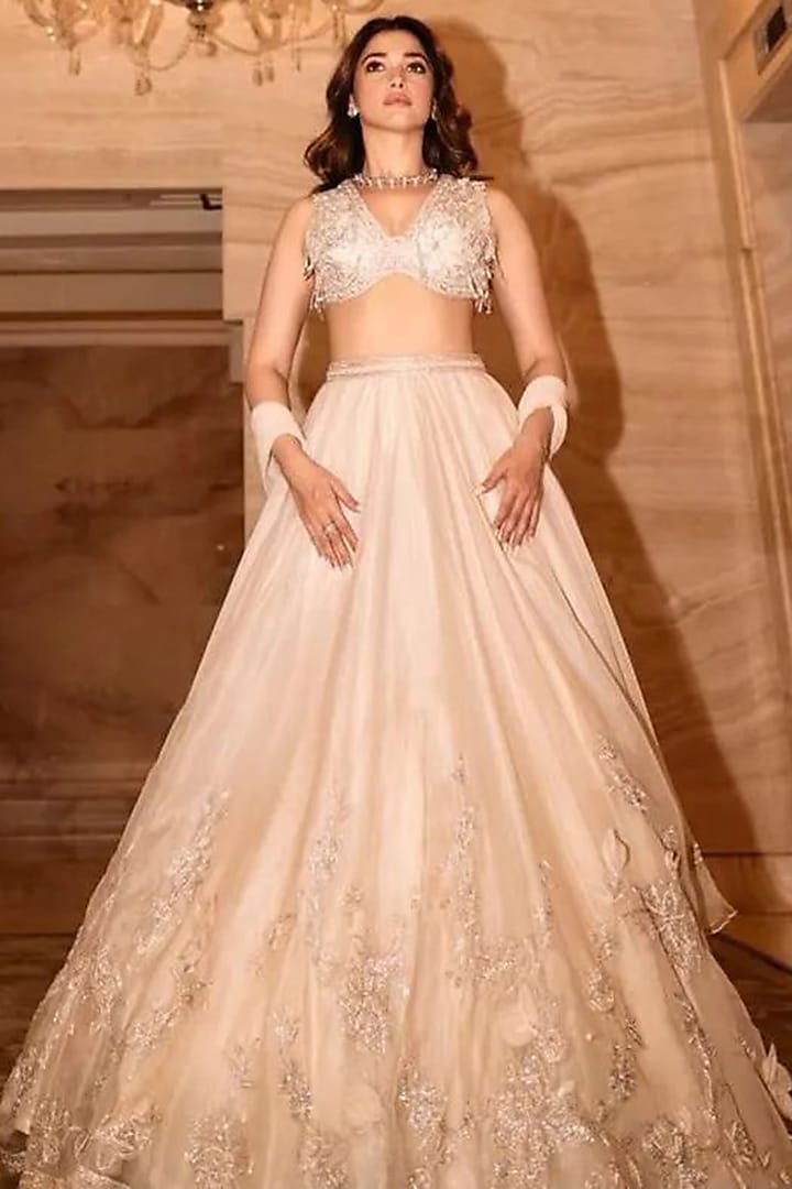 Dirty Ivory Embroidered Lehenga Set by Ridhi Mehra