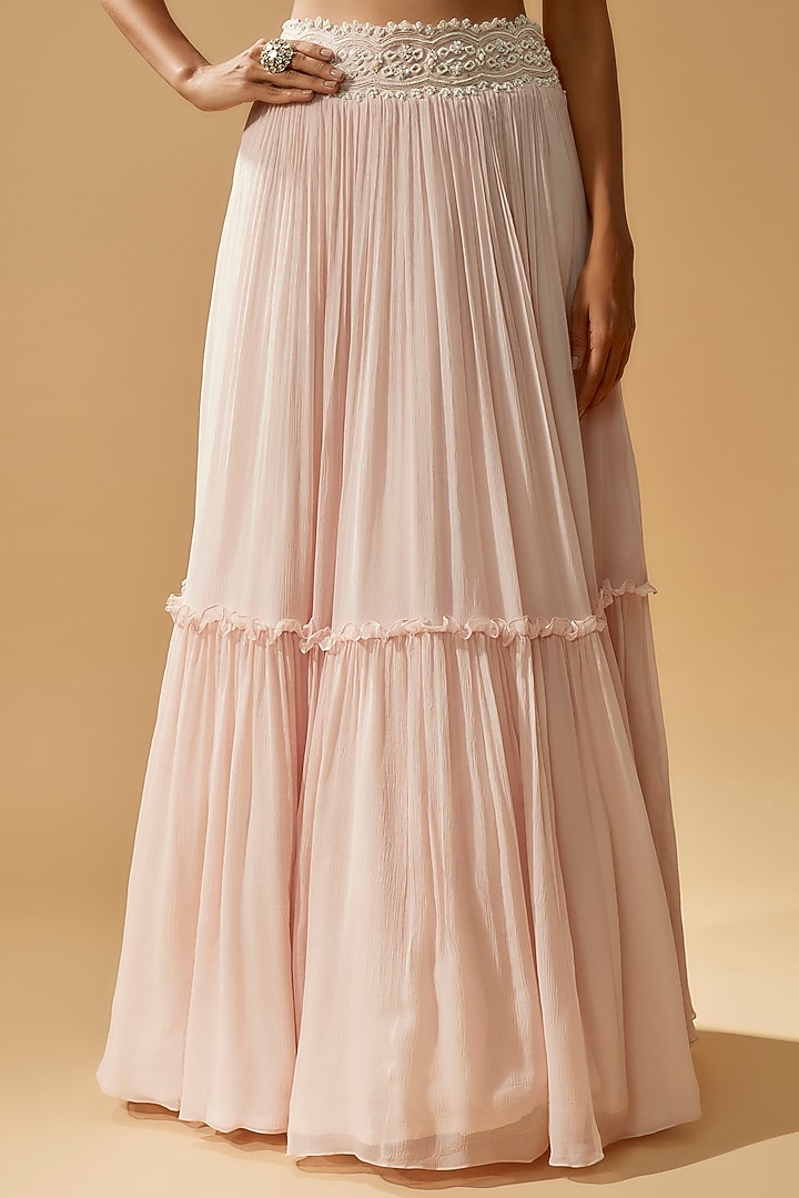Ivory Chiffon Skirt Set by Ridhi Mehra at Pernia's Pop Up Shop