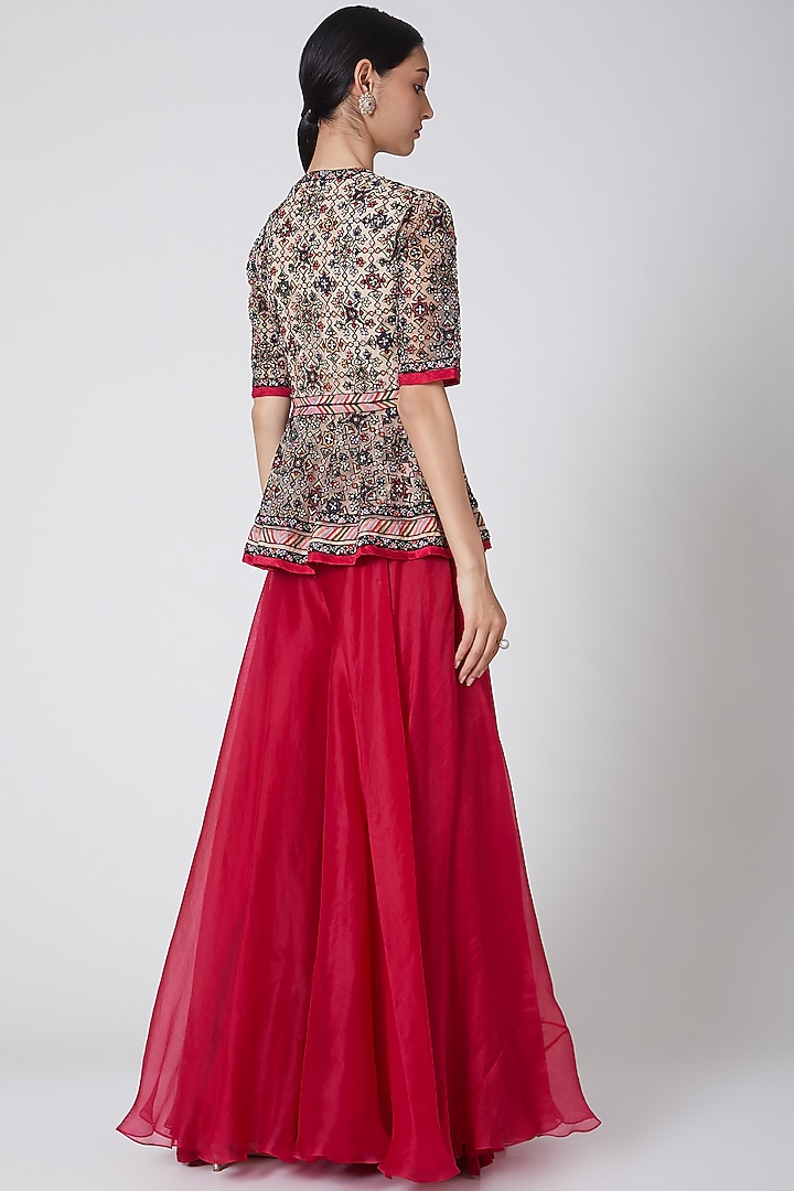 Fuchsia Embroidered Sharara Pant Set by Ridhi Mehra at Pernia's Pop Up Shop