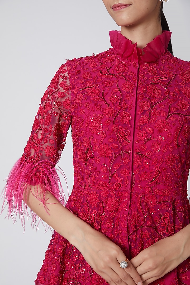 Fuchsia Embroidered Sharara Pant Set by Ridhi Mehra at Pernia's Pop Up Shop