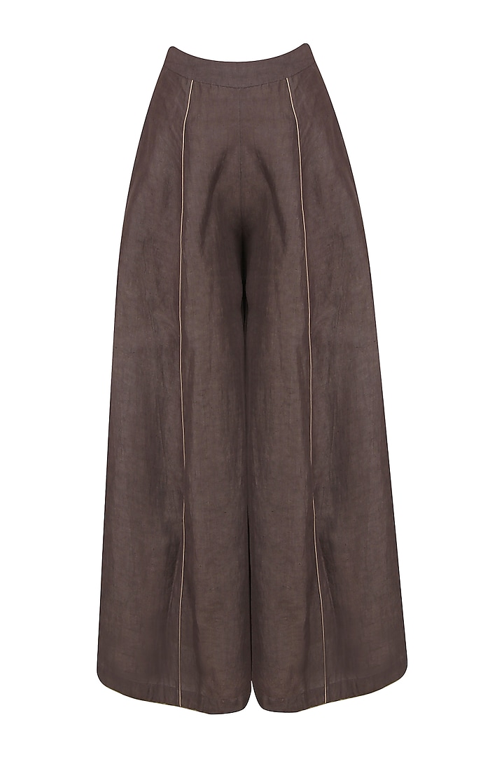 Grey Linen Wide Trousers by Raiman