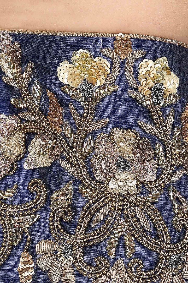 White and blue embroidered lehenga set available only at Pernia's Pop Up Shop.