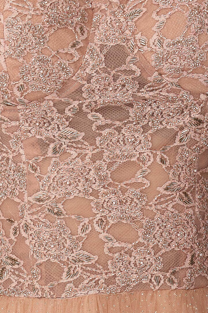 Peach embellished shimmer gown available only at Pernia's Pop Up Shop.