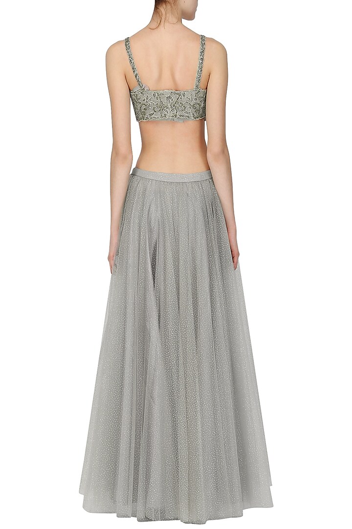 Grey embroidered lehenga set available only at Pernia's Pop Up Shop.