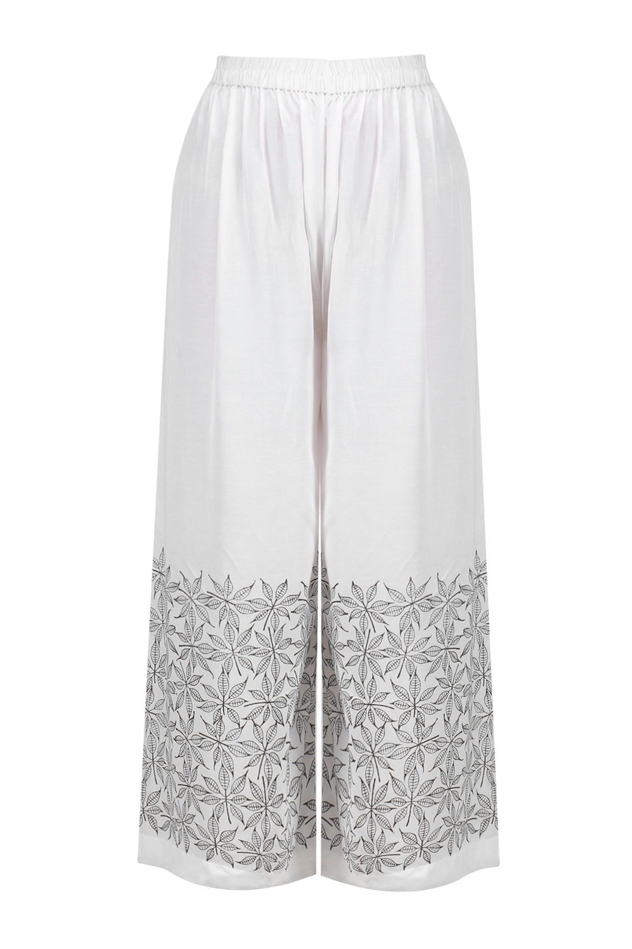 Buy Women Off-White Palazzo Pants With Lace Detailing - RTW - Indya