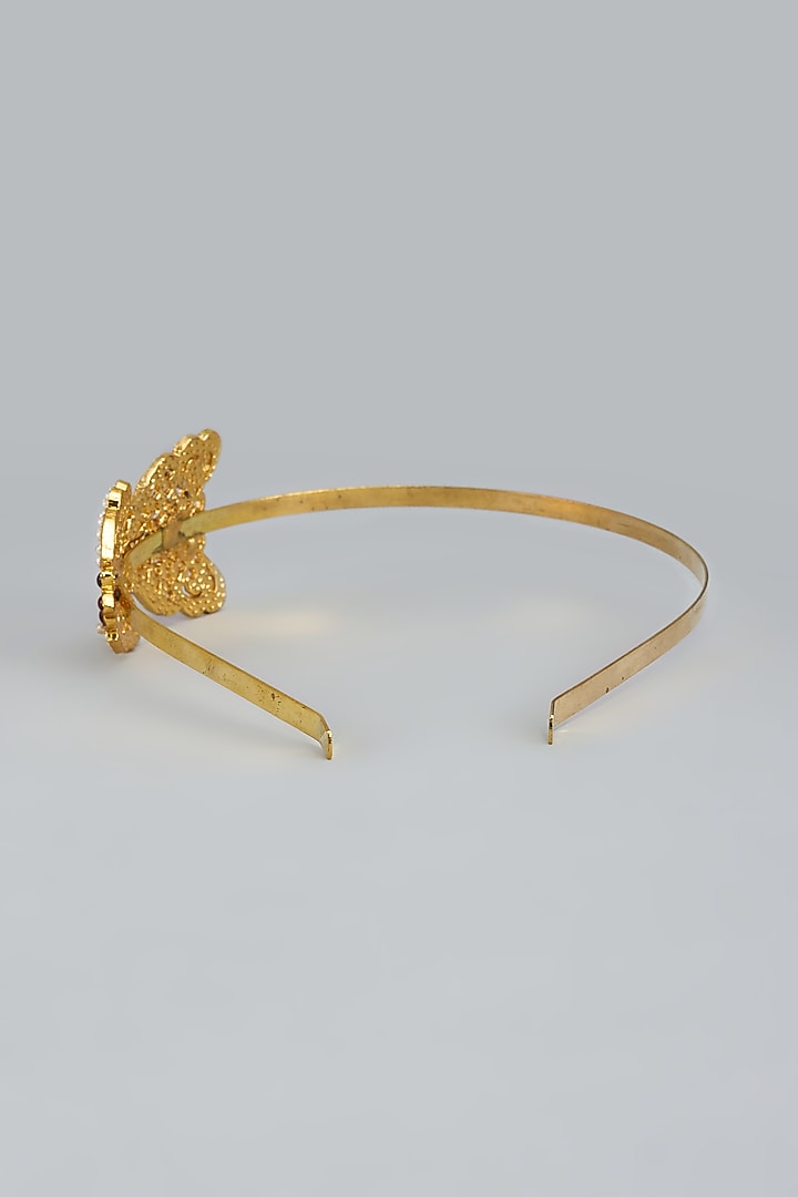 Gold Finish Kemp Stone & Pearl Butterfly Temple Hairband by RNG at Pernia's Pop Up Shop