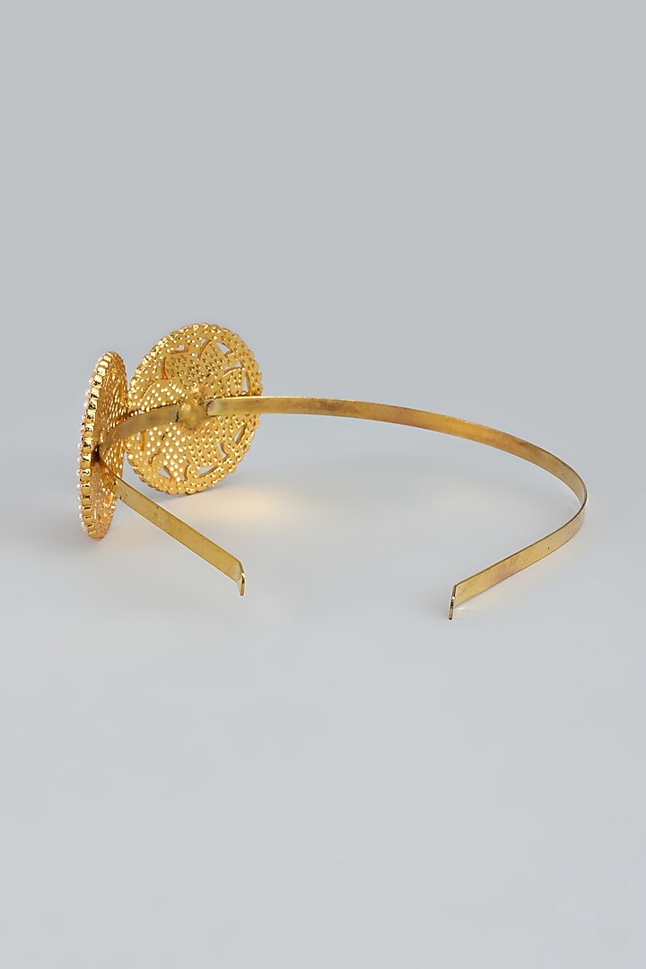 Gold Finish Kemp Stone & Pearl Circle Temple Hairband by RNG at Pernia's Pop Up Shop