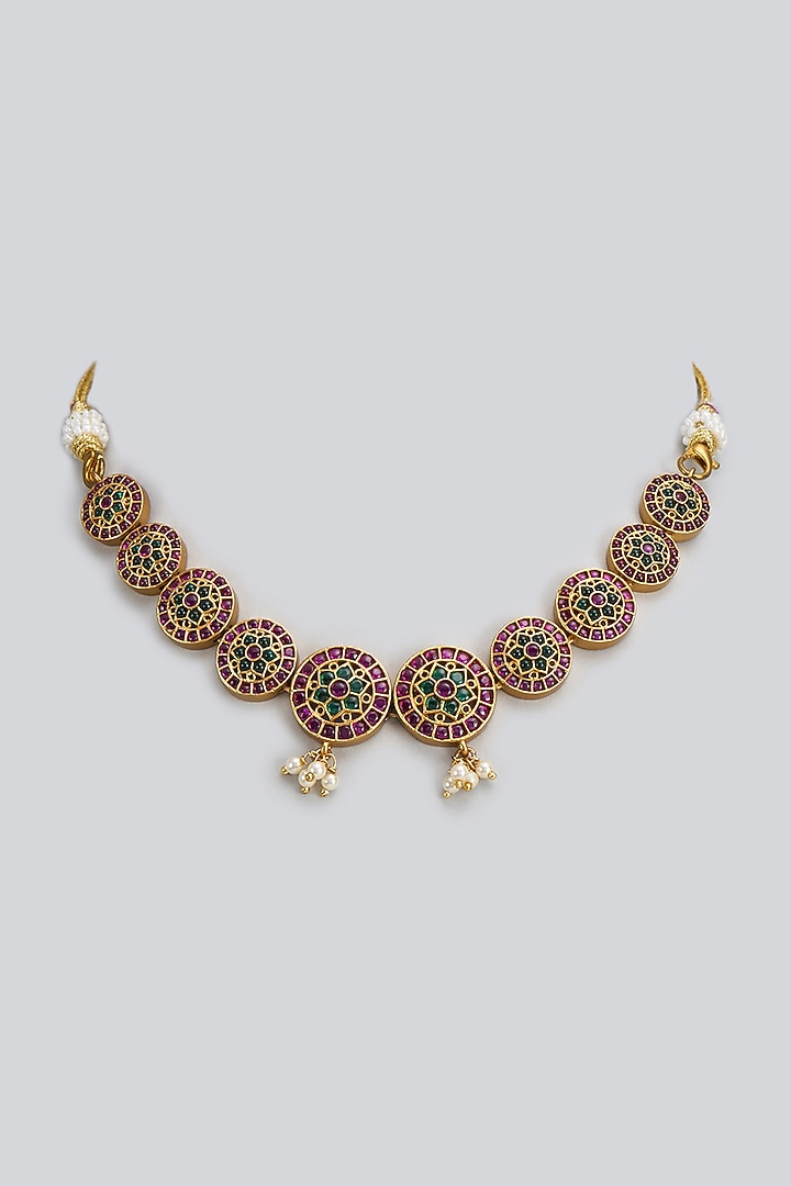 Gold Finish Kemp Stone Temple Necklace by RNG at Pernia's Pop Up Shop