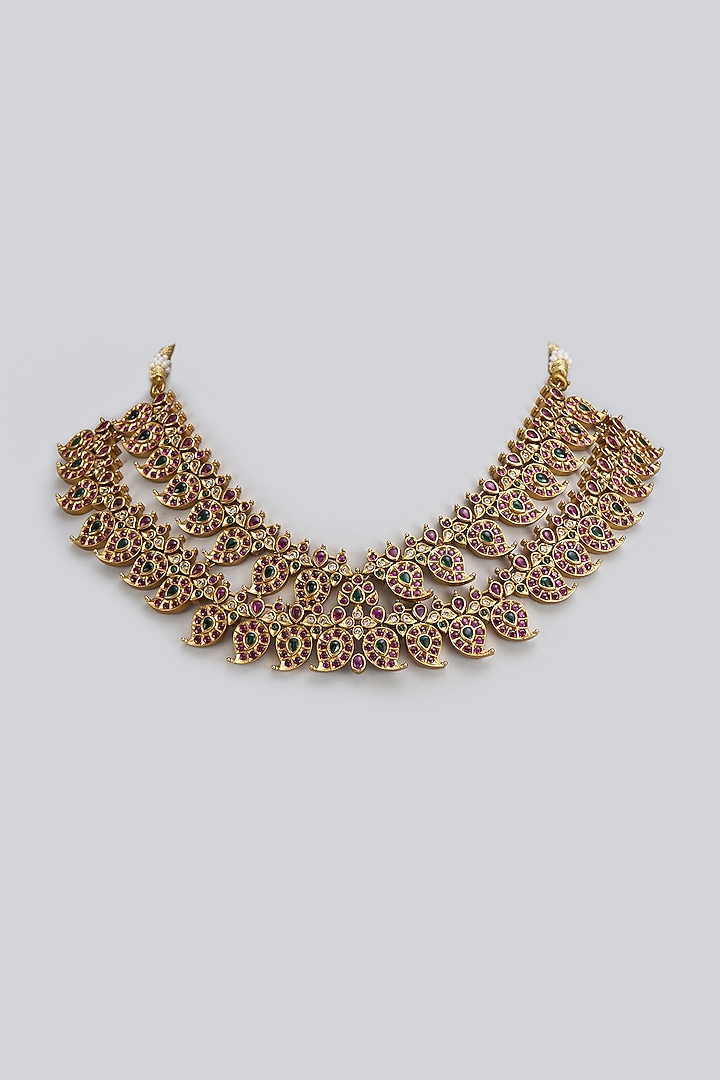 Gold Finish Kemp Stone Temple Necklace by RNG at Pernia's Pop Up Shop